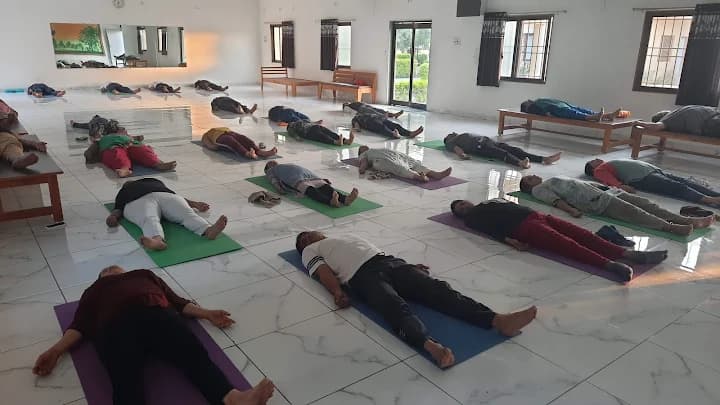 Group Yoga Session in Main Hall